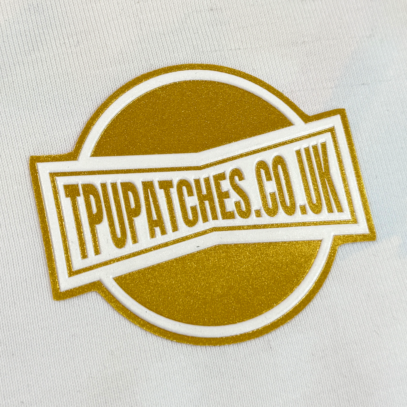 Gold Metallic TPU High Build Patches β Breast / Sleeve Logos (Up to 10cm)